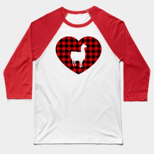 Llama Heart Buffalo Plaid Baseball T-Shirt